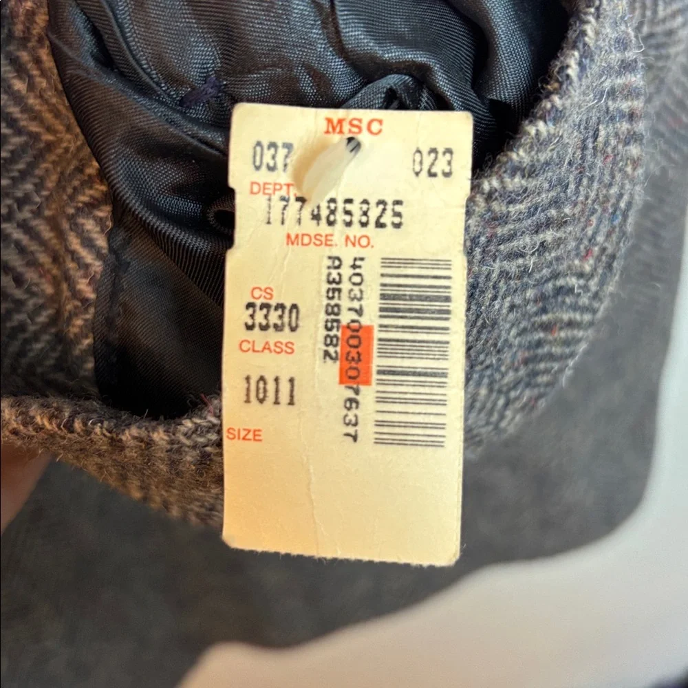 NWT VTG Pendleton Western Men’s Suede Wool Tweed Blazer‎ Gray Herringbone, 46L